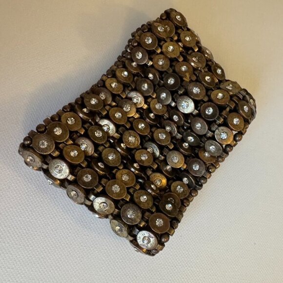 Vintage Stretch Cuff Bracelet Metal Crystal by Kenneth Jay Lane - Picture 4 of 4